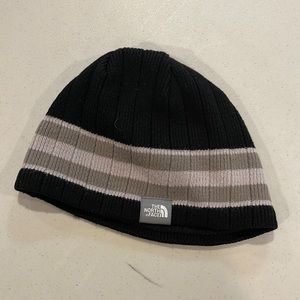 North Face beanie hat black and grey one size
